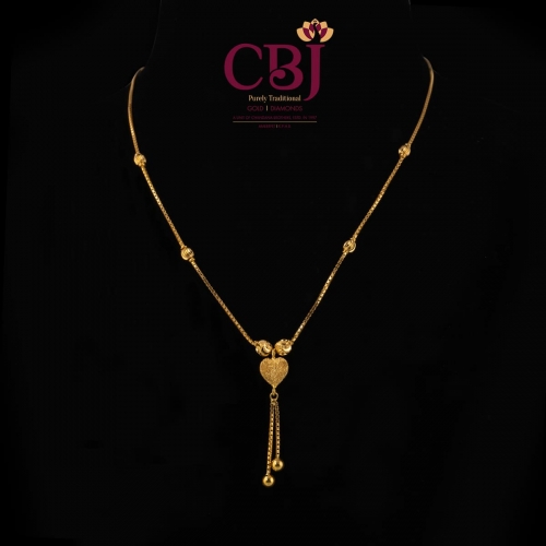 Slim, sleek, light and fancy. Made from pure 22K gold with a heart shaped pendant.
