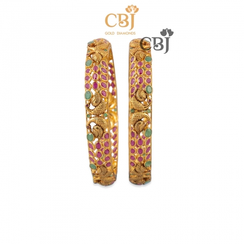 peacock kada bangles gold