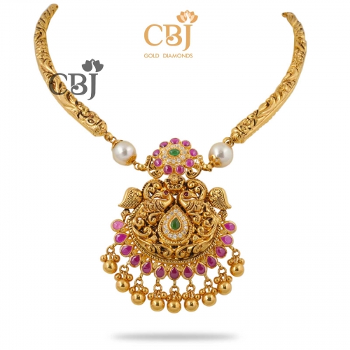 kundan cz antique kanti necklace