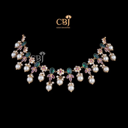 Multi Color Pearl Drop Necklace Set