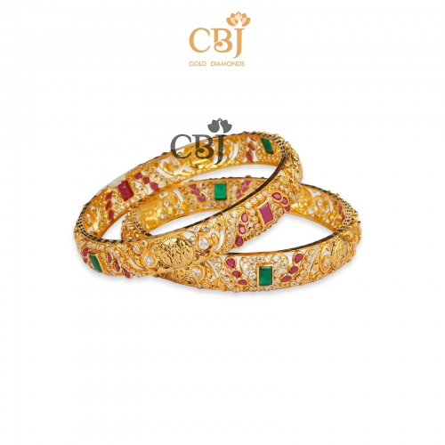 A stunning CZ bangle featuring a Sita-Ram design.