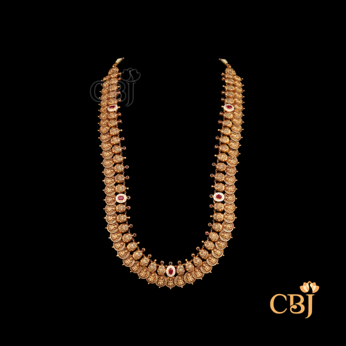 22K gold Nakshi Royal Heritage haram long necklace with royal motifs, traditional design, 40.23g weight