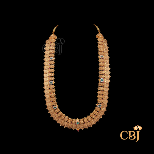 52 grams lightweight Kasumala gold necklace with detailed coin motifs and traditional pattern design.