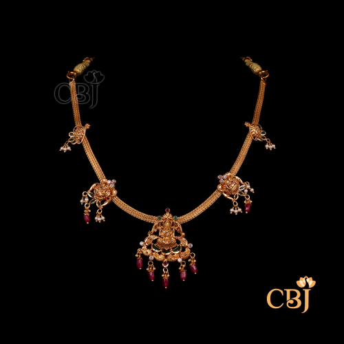 Light weight 3d work Lakshmi Necklace 