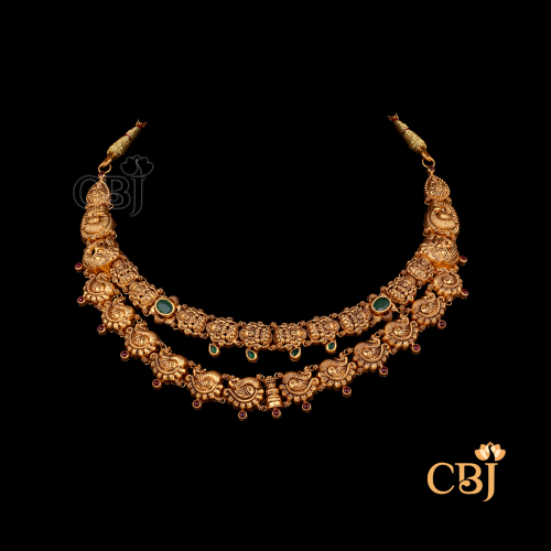 Front view of CBJ's 15 gram Antique lightweight gold short Necklace Design