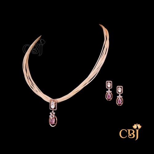 18Kt Light Weight Cz Thread Necklace 1