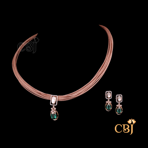 18Kt Light Weight Cz Thread Necklace 2