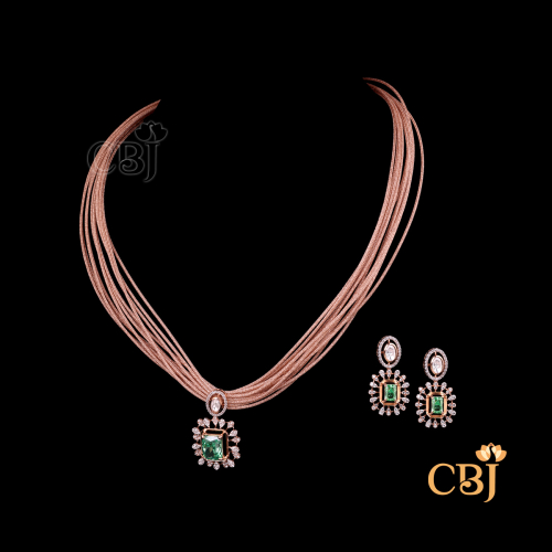 18Kt Light Weight Cz Thread Necklace 3