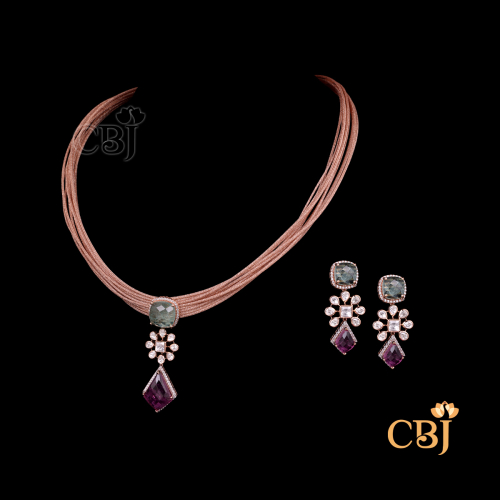   18Kt Light Weight Cz Thread Necklace 4