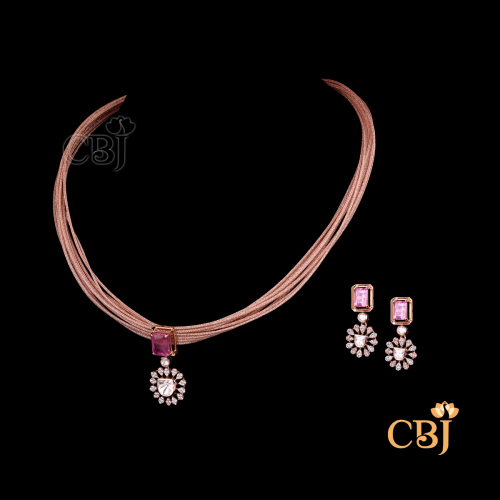   18Kt Light Weight Cz Thread Necklace 5