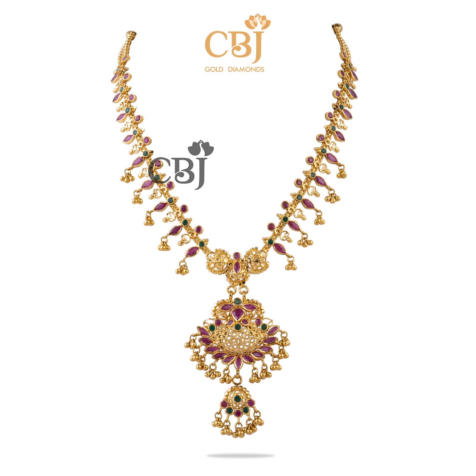 Slim, sleek and slender. Perfect light weight haar studded with ruby stones.