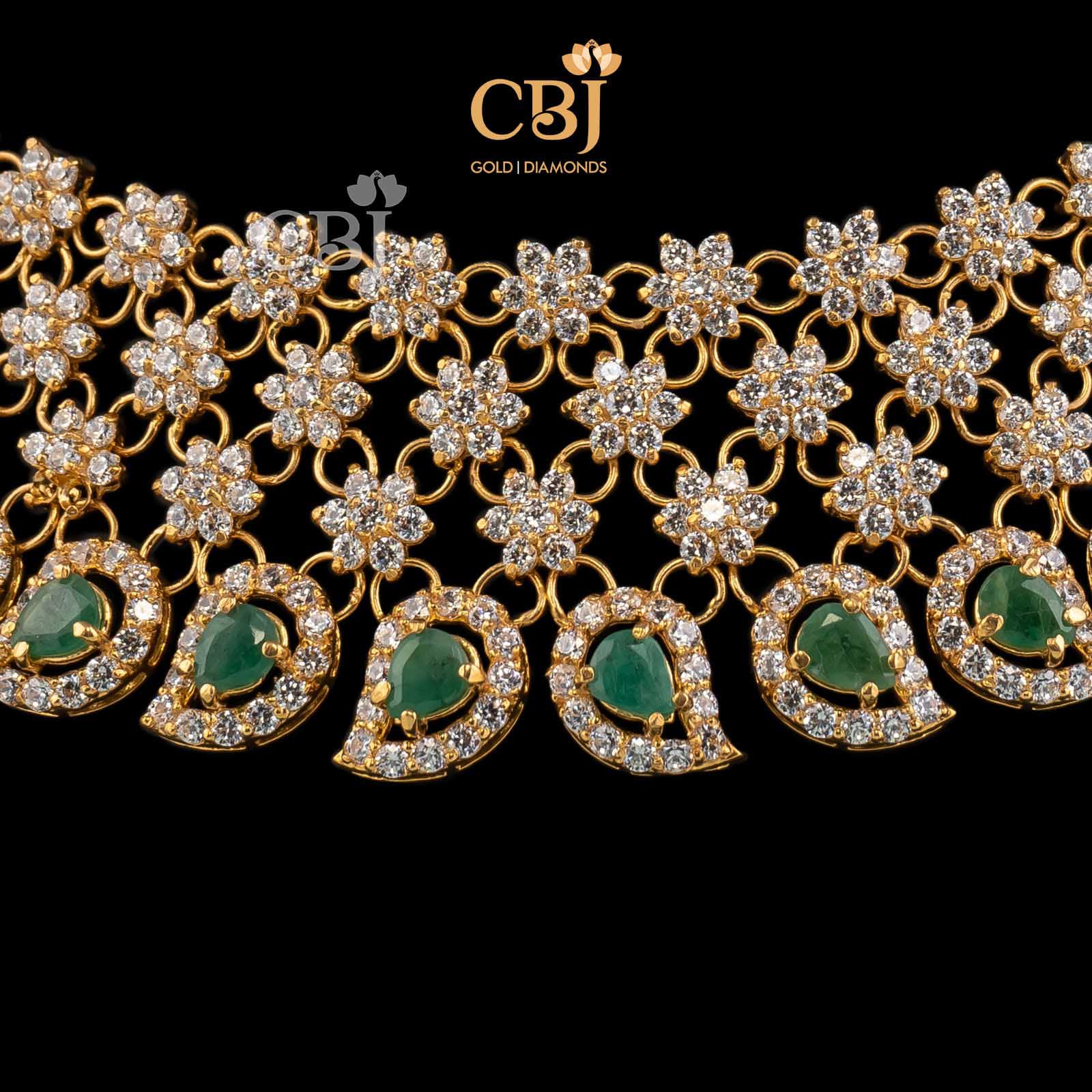 cubic zirconia flower necklace