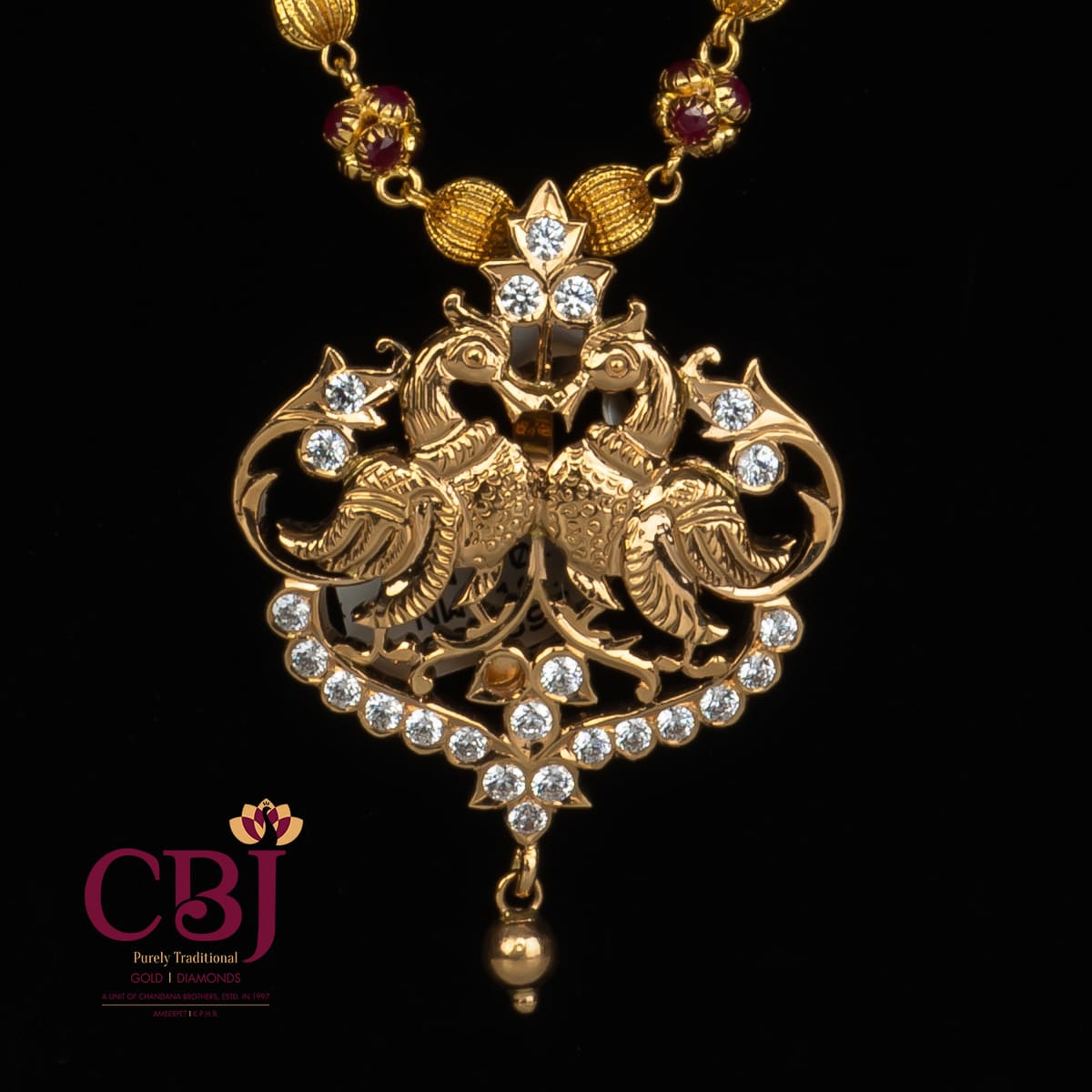 peacock gold pendant