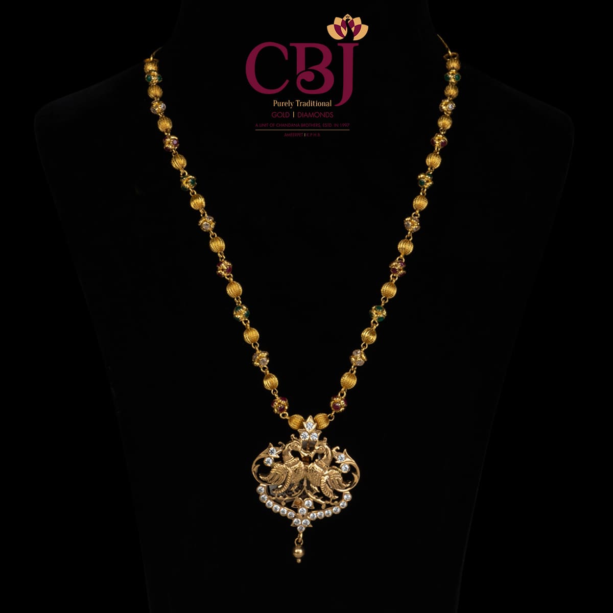 peacock gold pendant