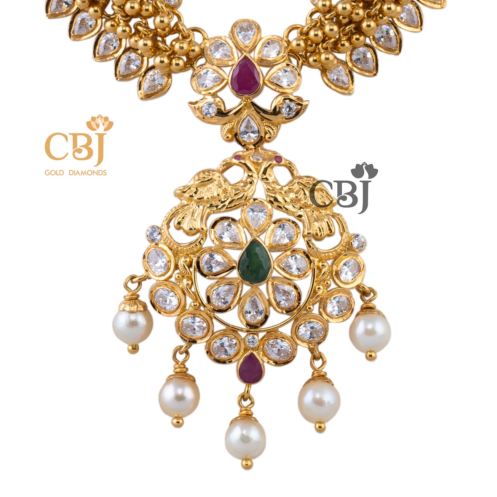 gold necklace with cz stones
