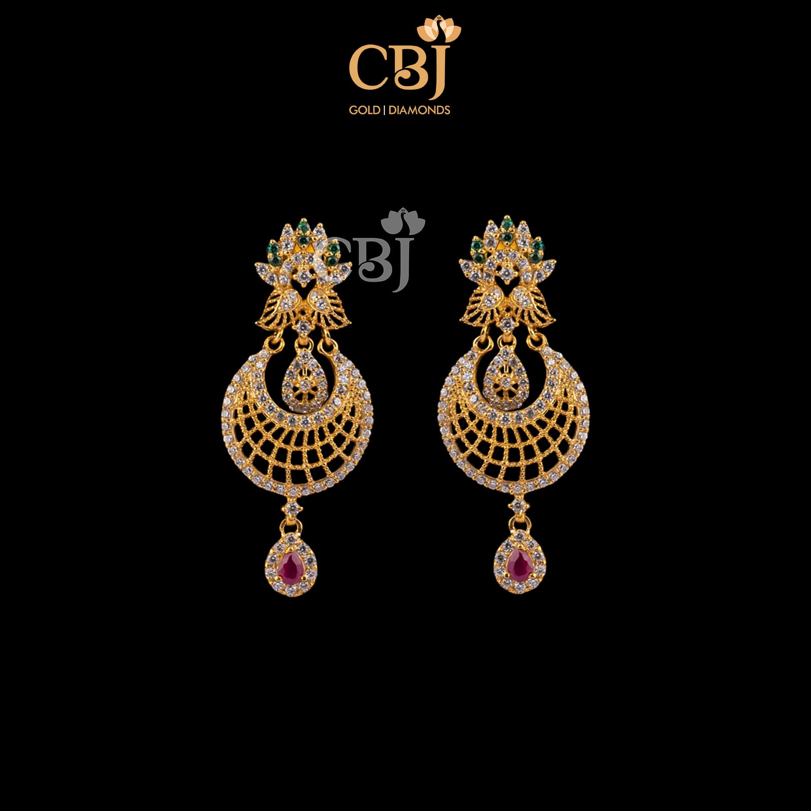 Chandbali Earrings studded with Freshwater Pearls in Gold Plated Silve