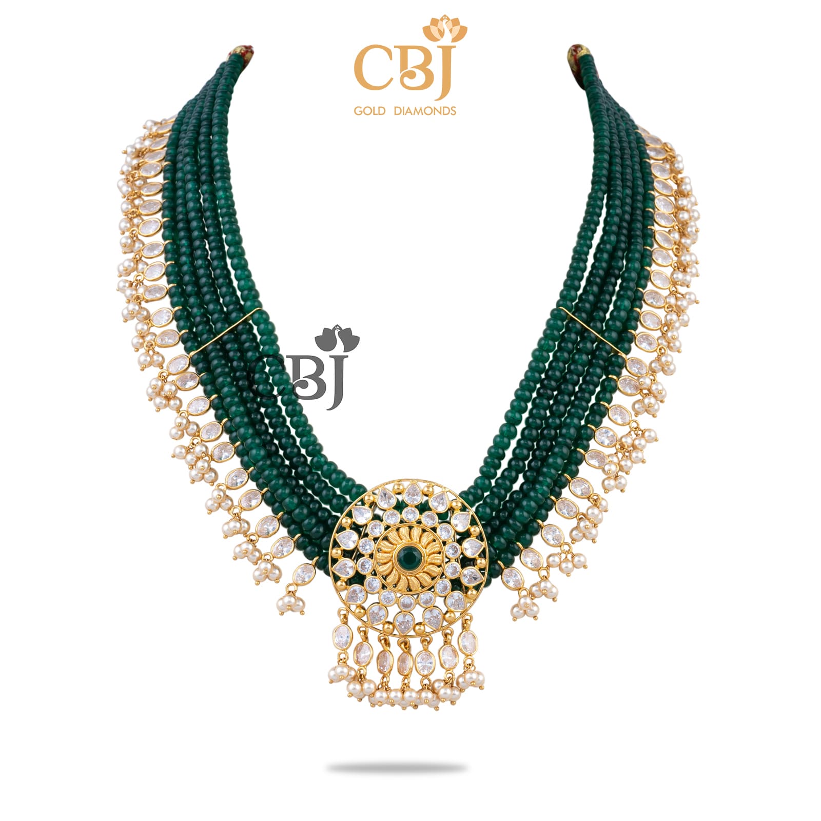 emerald beads choker