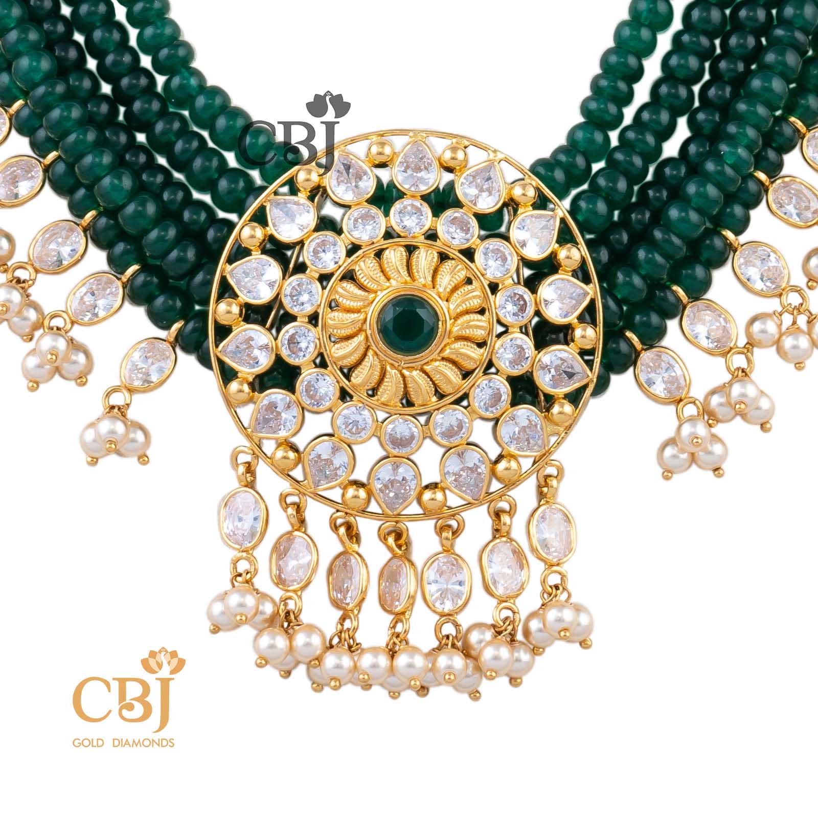 emerald beads choker