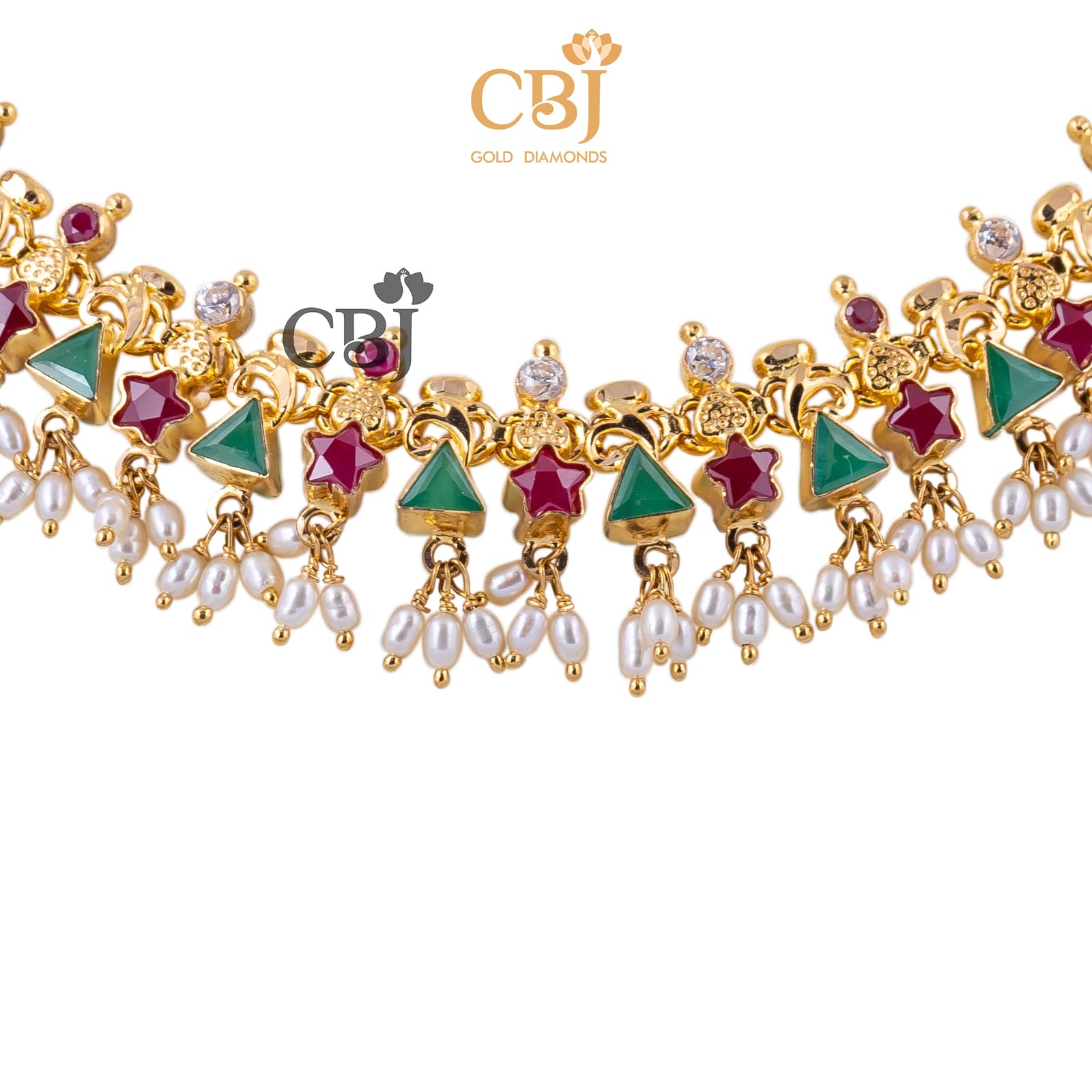 gold color pearl necklace