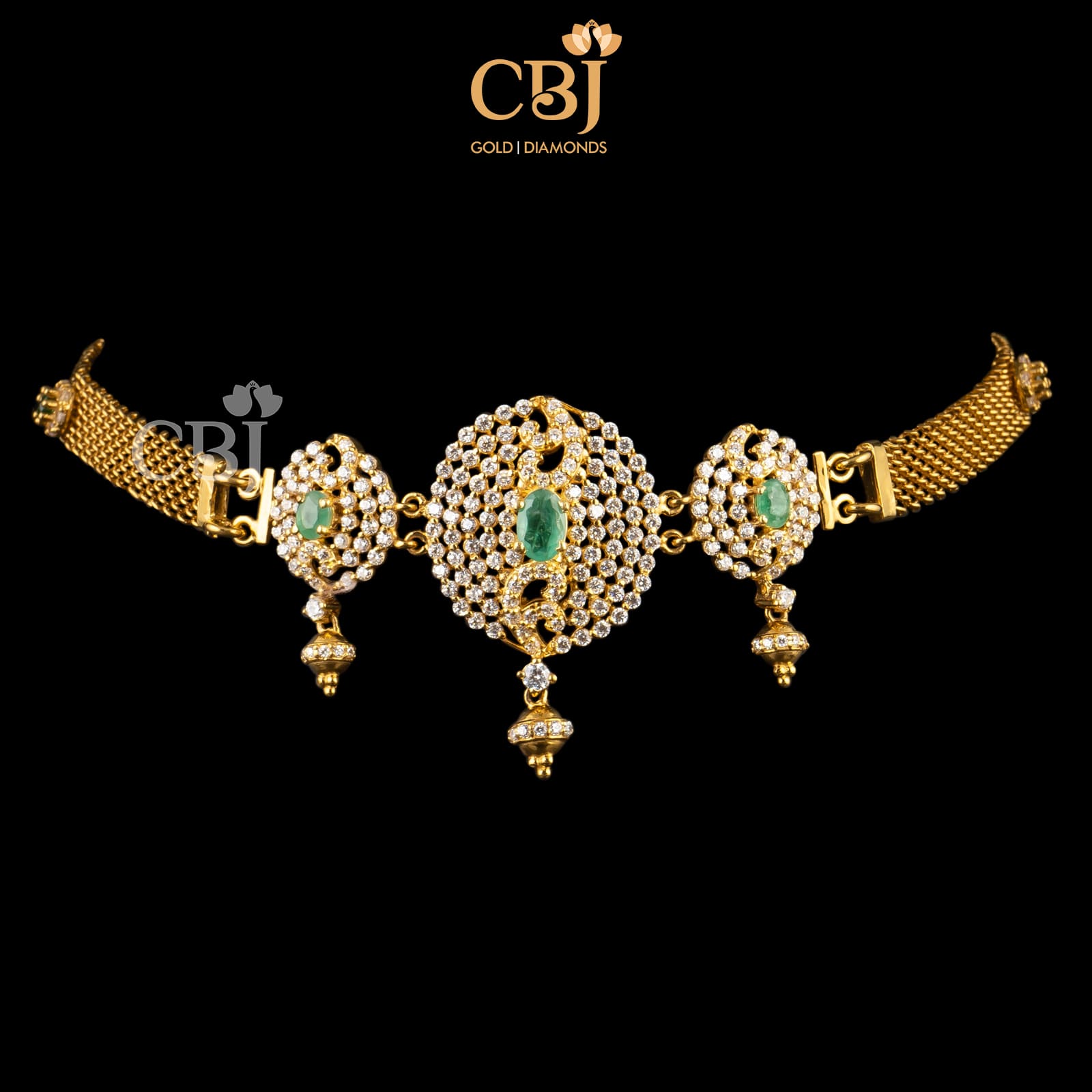 emerald gold choker necklace