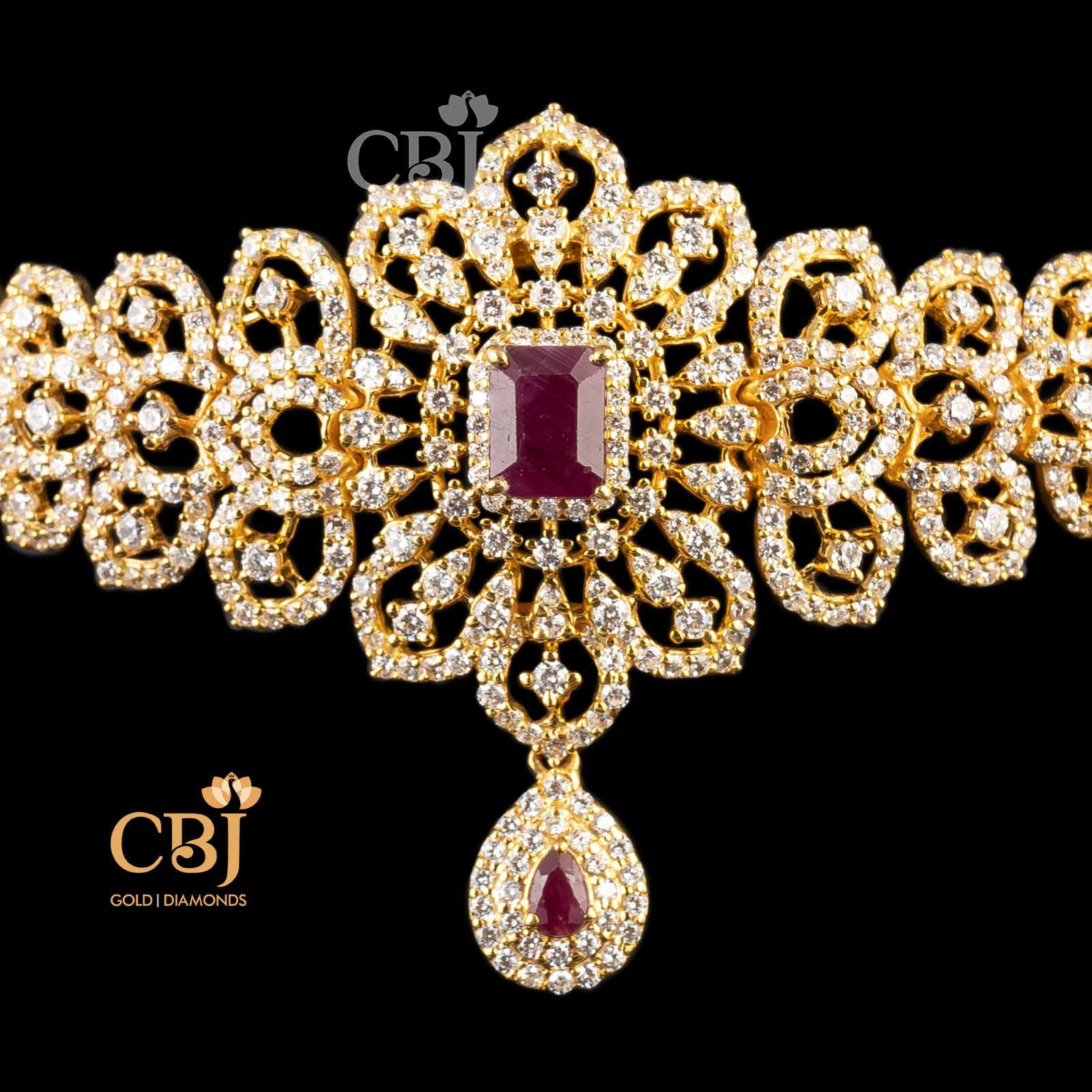 gold ruby choker necklace