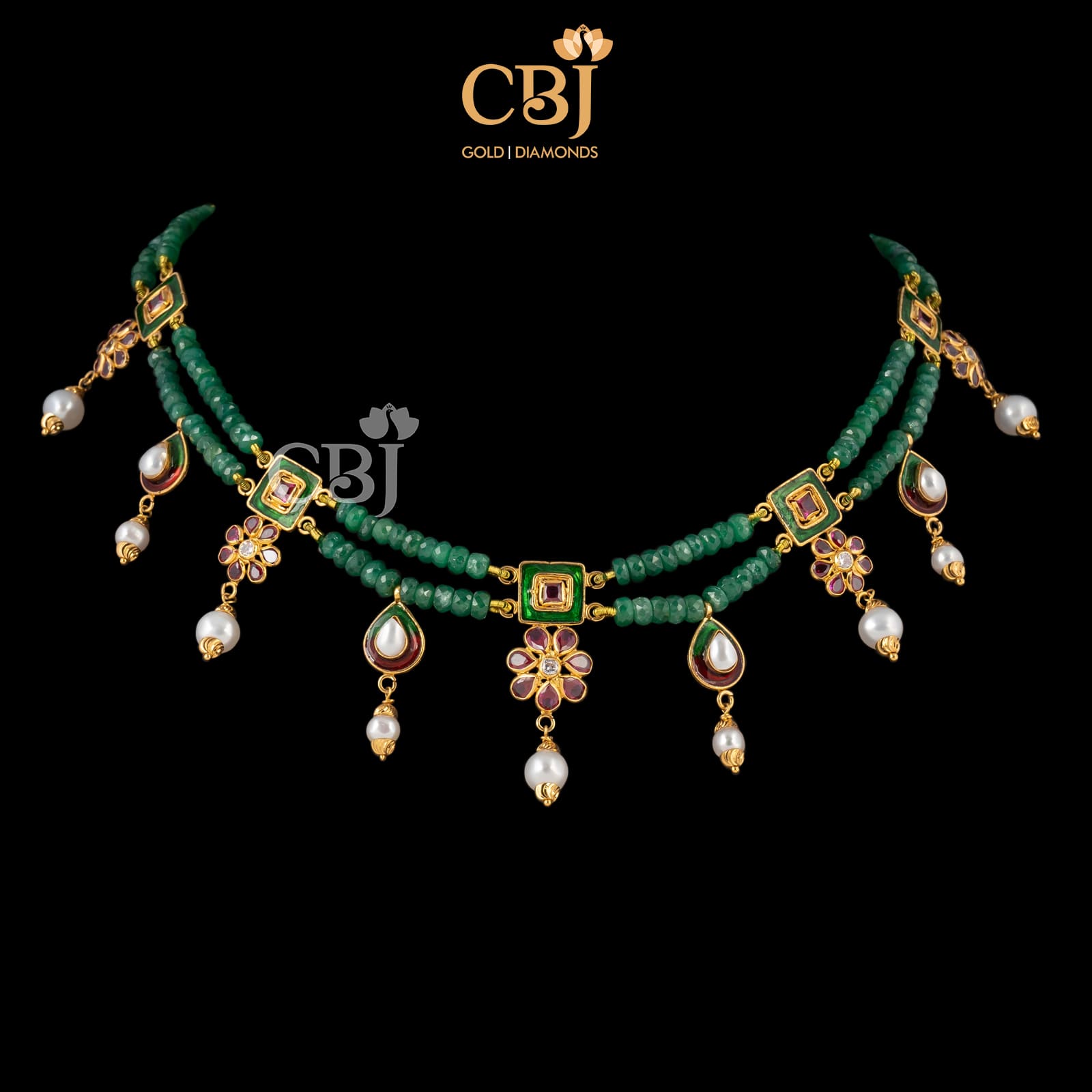 emerald beads necklace online