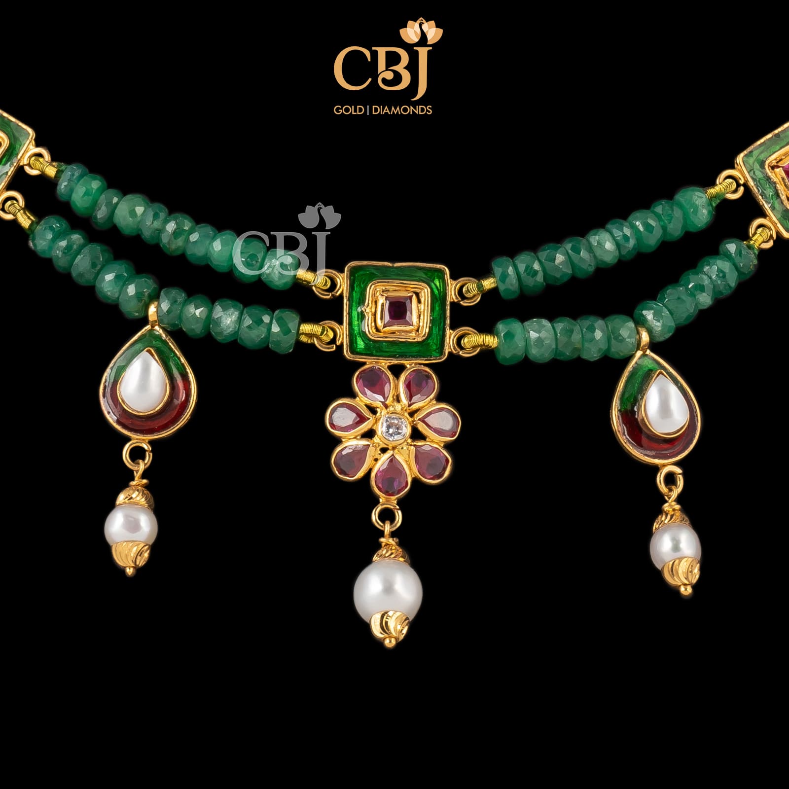 emerald beads necklace online
