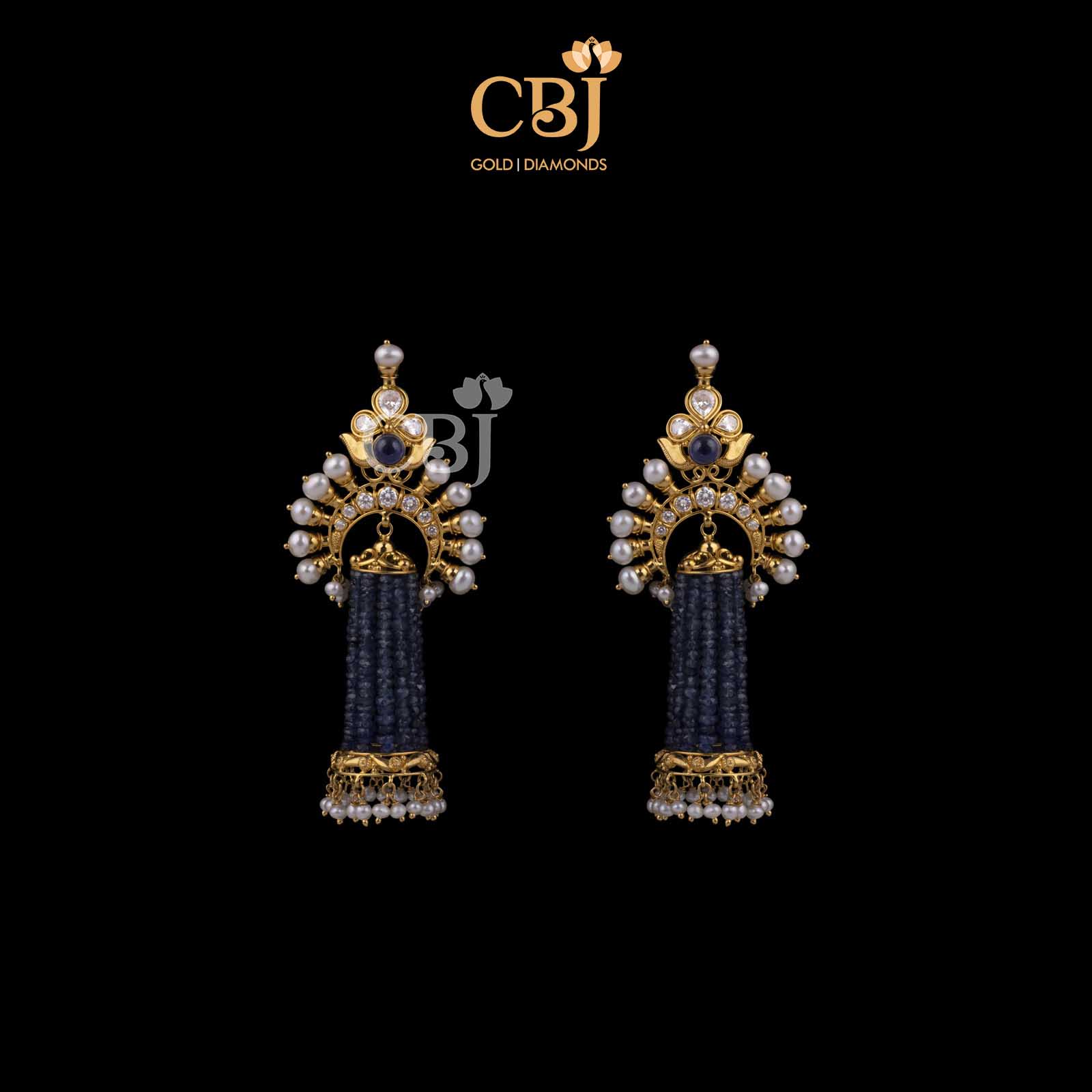 blue sapphire earrings jhumkas