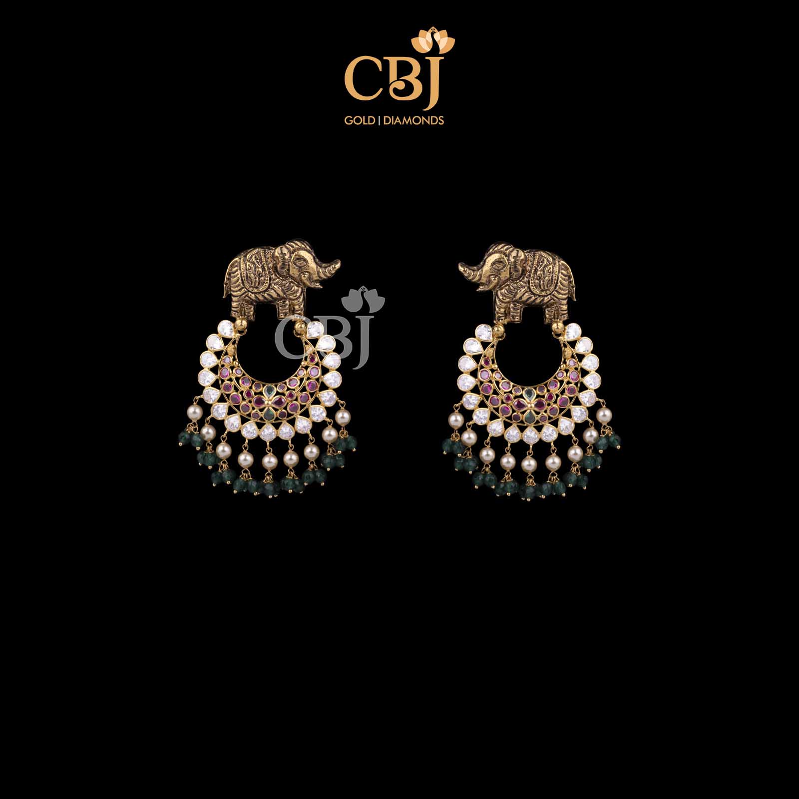 Antique Chandbali's are quite the head turners. This one is stone-perfect!