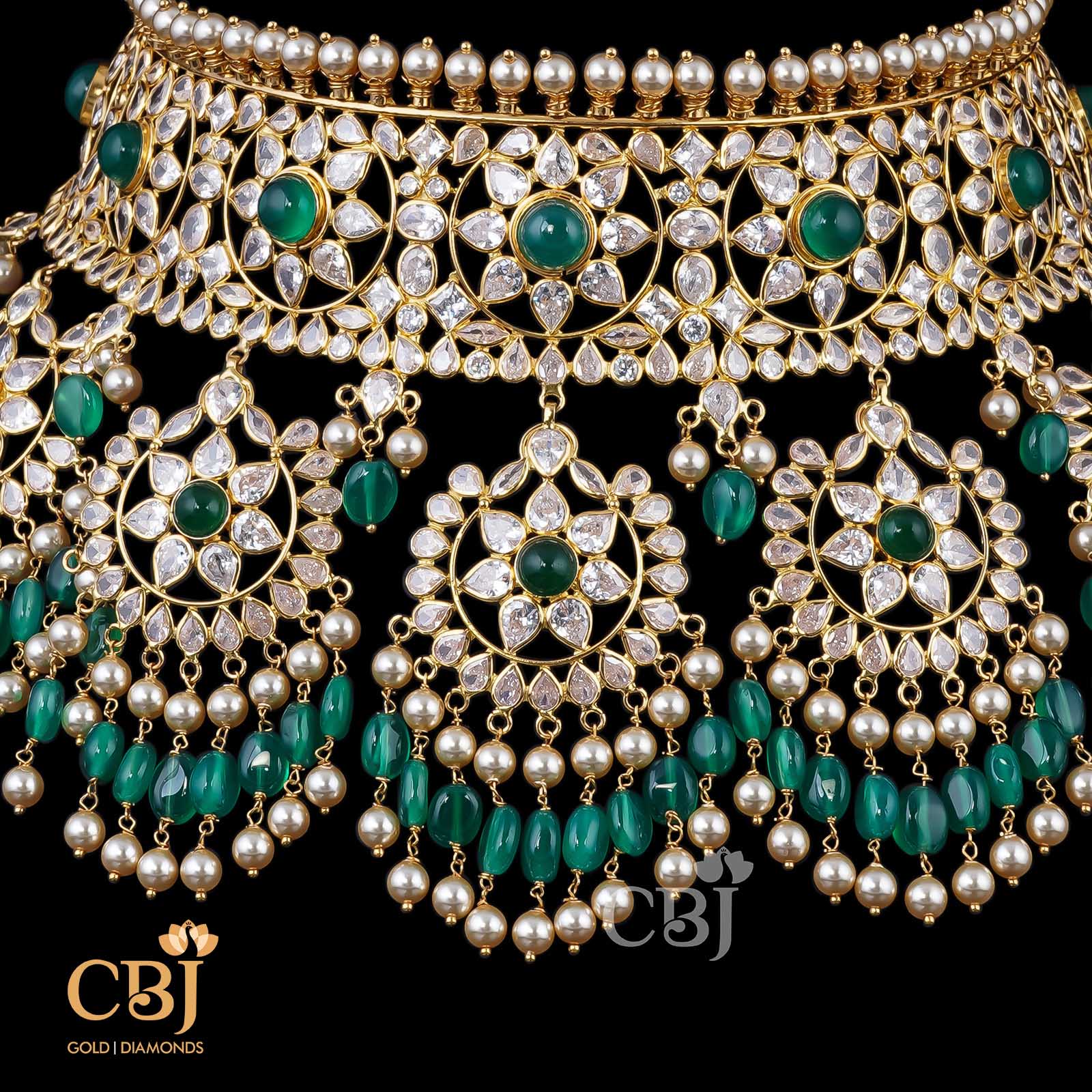 light weight emerald bead choker necklace