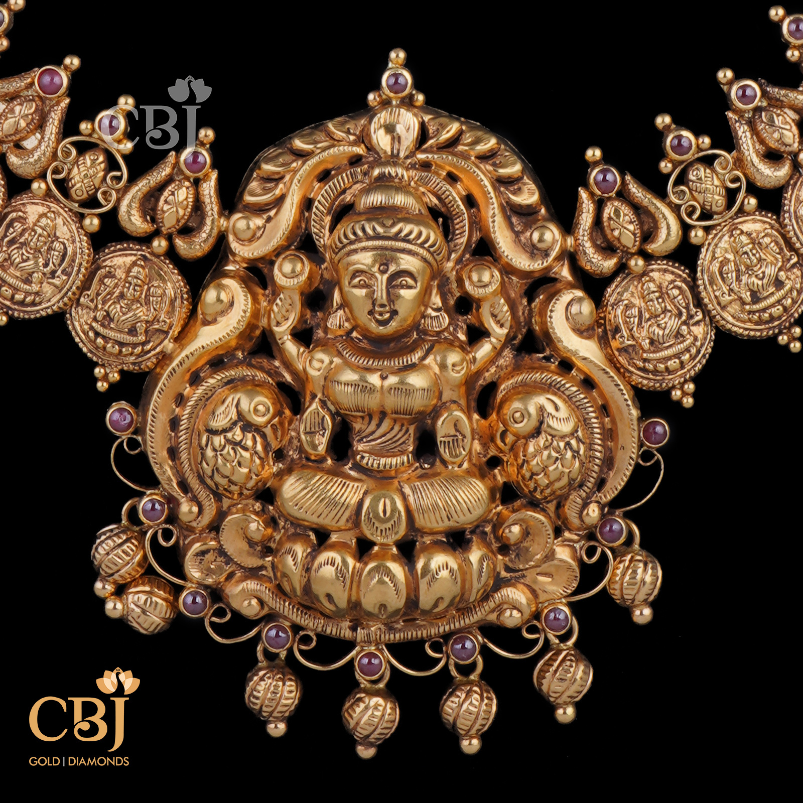 22 carat unique lakshmi kasu chandbali ear rings studded with rubies and  floral design a… | Gold earrings designs, Gold jewelry simple necklace,  Gold jewelry simple