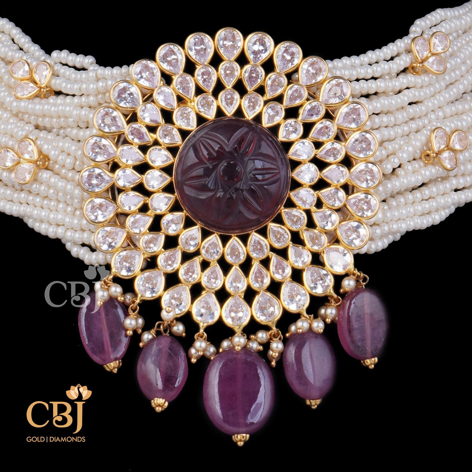ruby pearl choker necklace