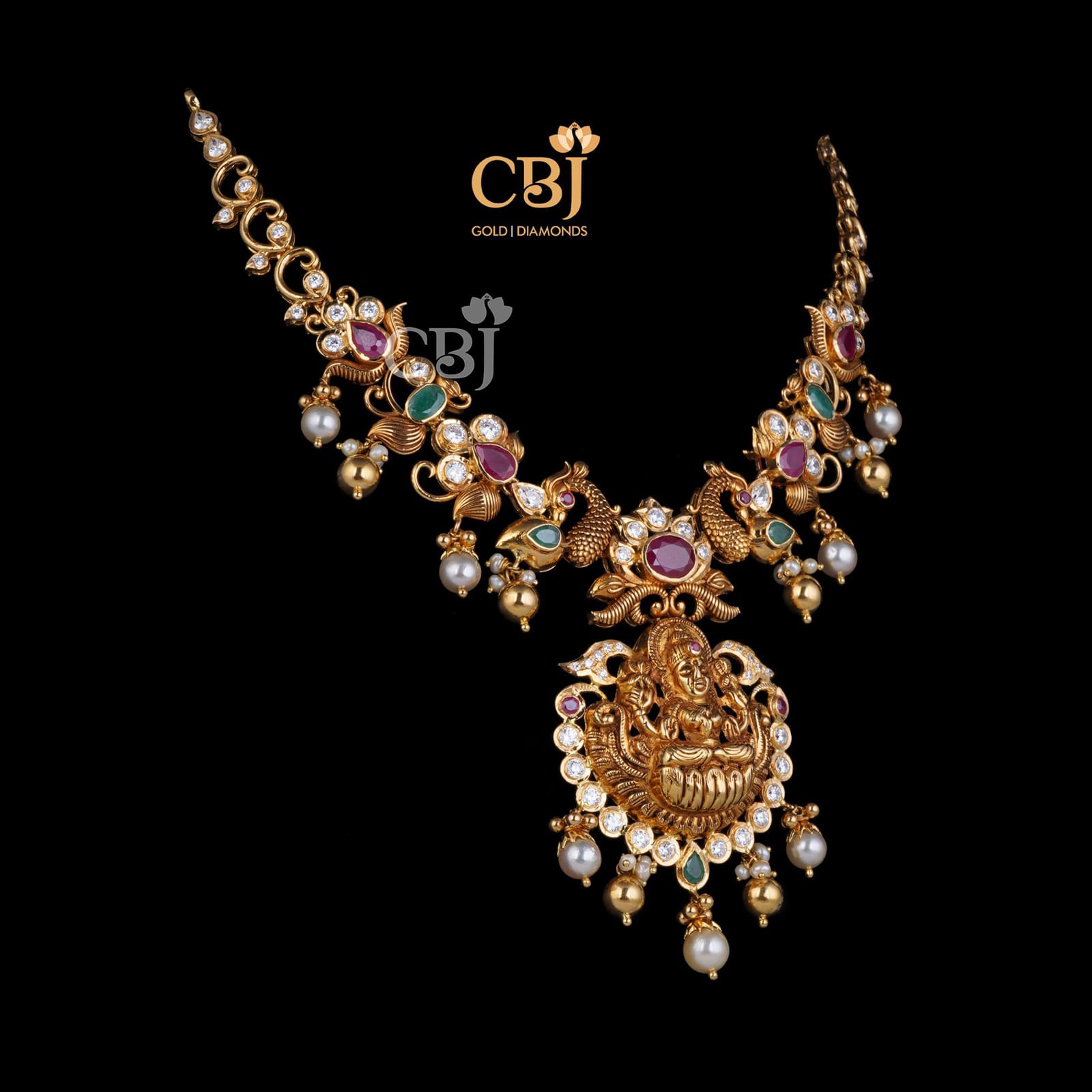 gold necklace lakshmi designs