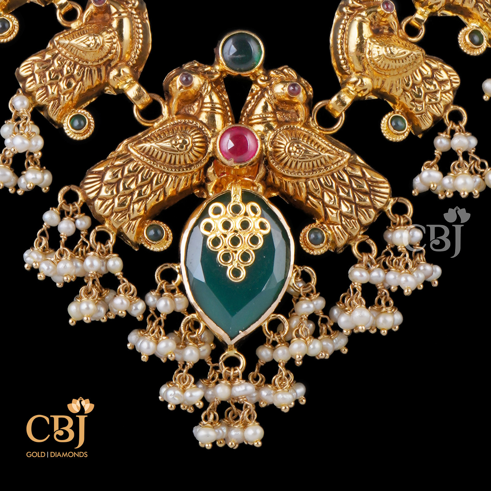 peacock antique gold pendant