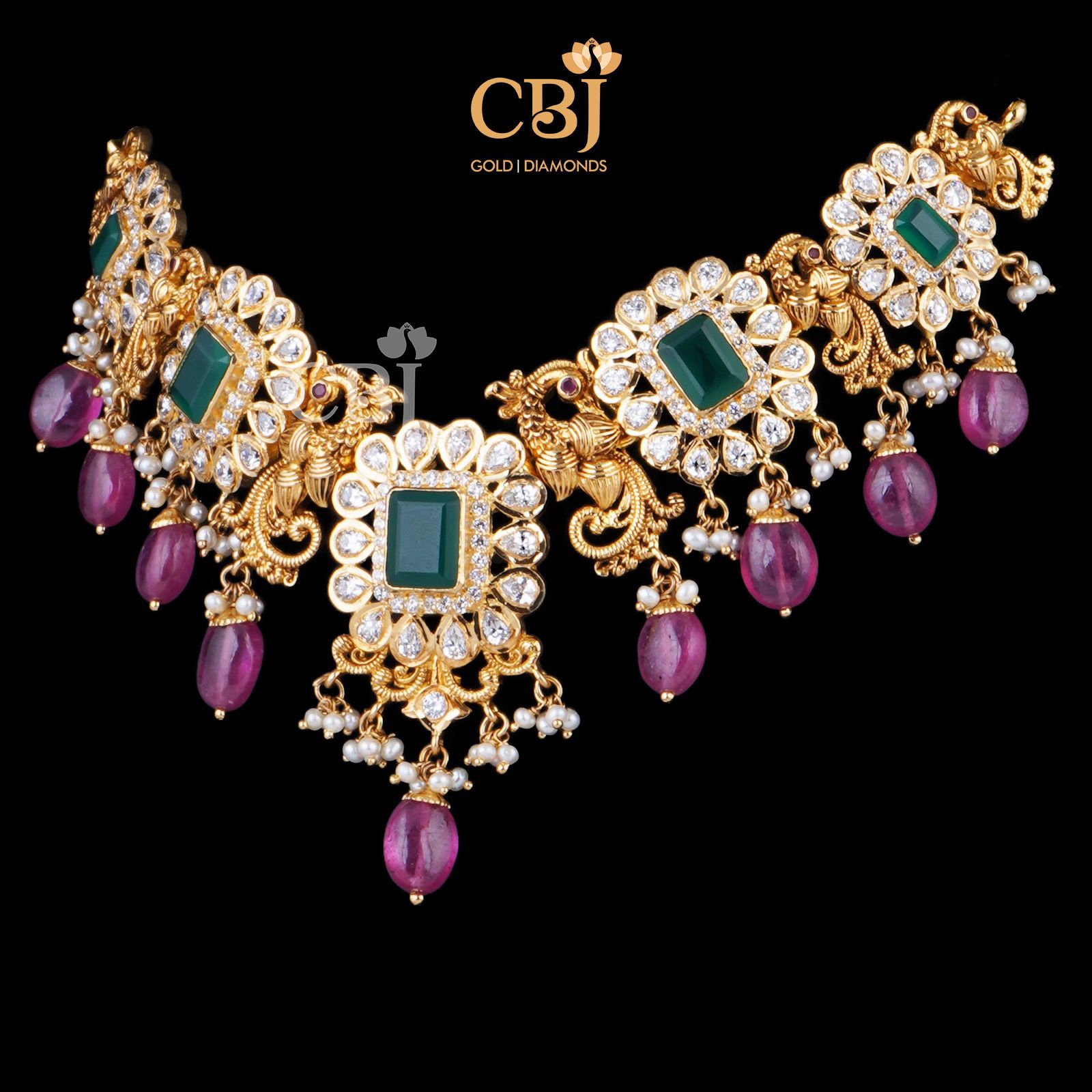 Emerald Highlight Choker Cum Bajuband Cum Necklace