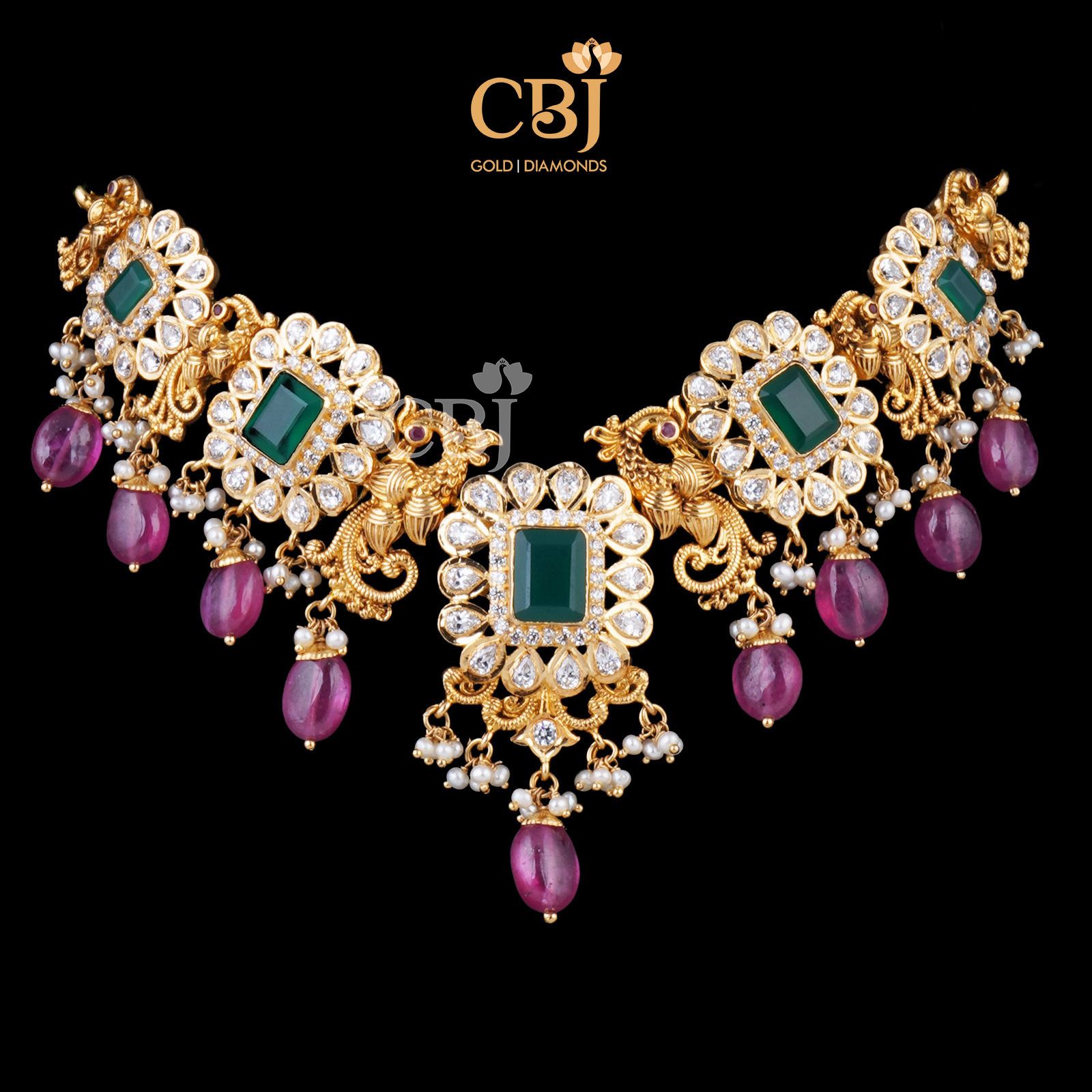 Emerald Highlight Choker Cum Bajuband Cum Necklace