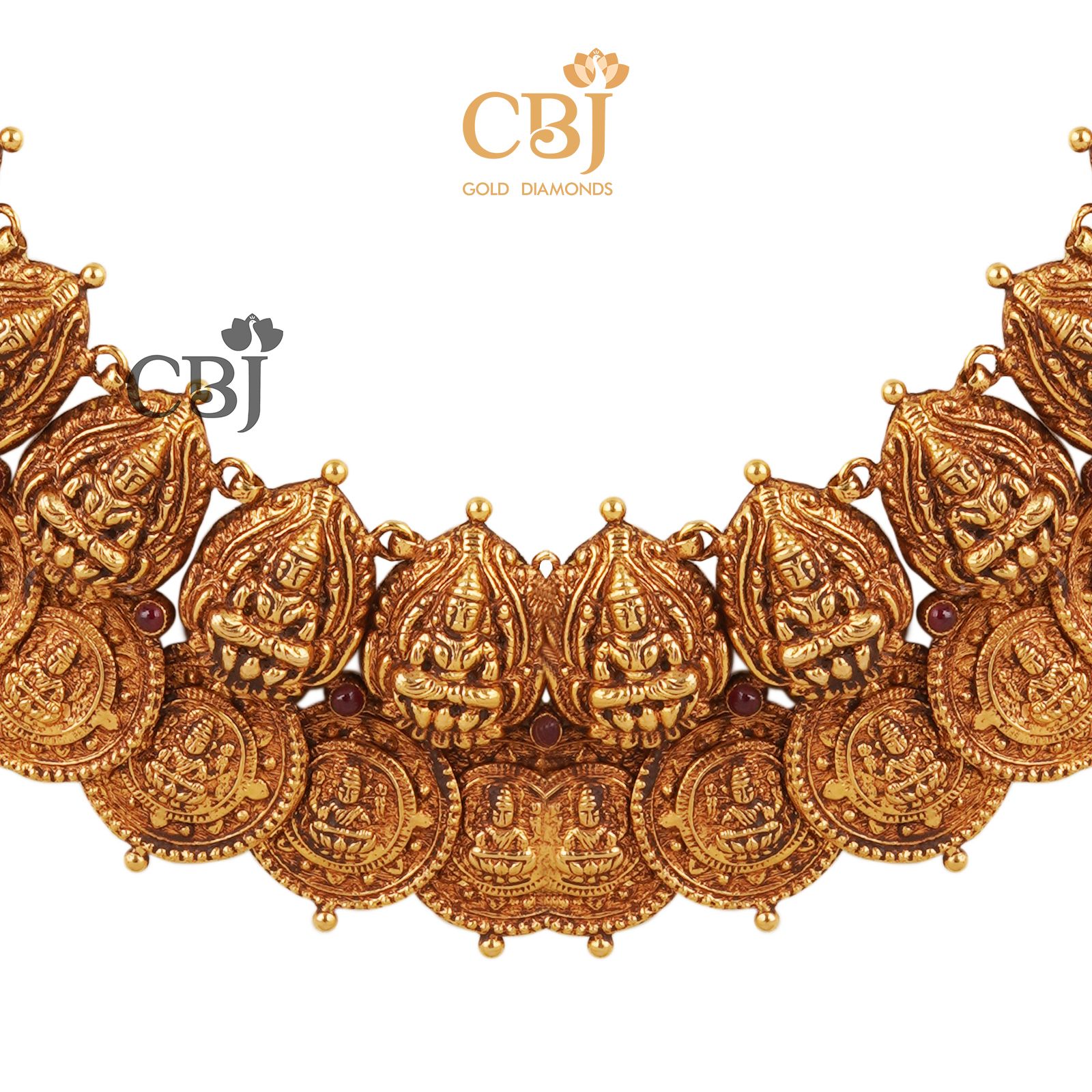 This Mahadevi Kasumala is an unparalleled precision design from the house of CBJ. Each Kasu is designed in perfect symmetry to perfectly scale the design in whole. A garland for festivals and occasion