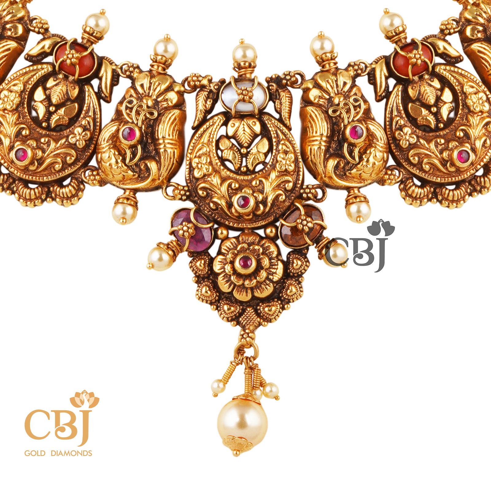 gold navaratna haram