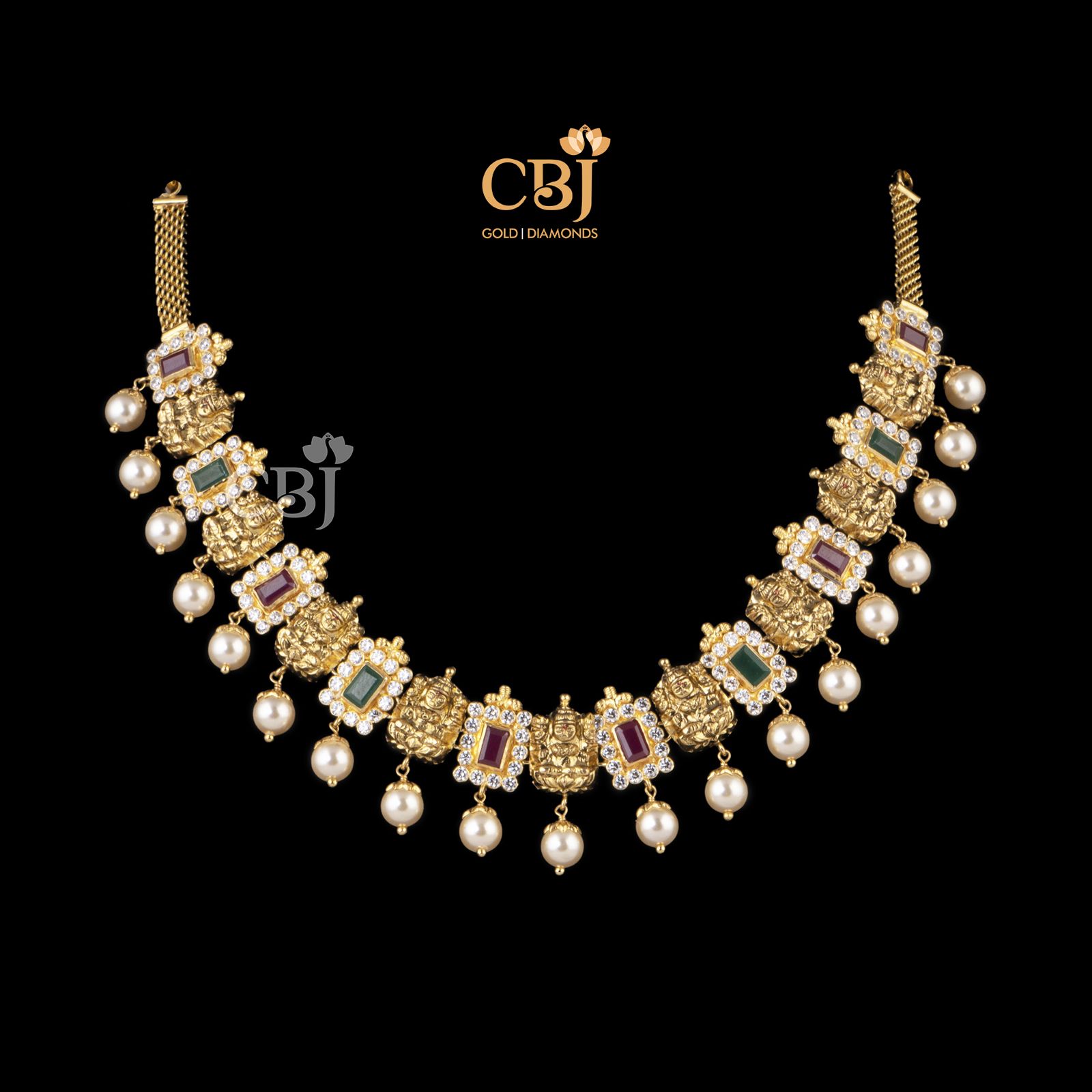 emerald ruby pearl necklace