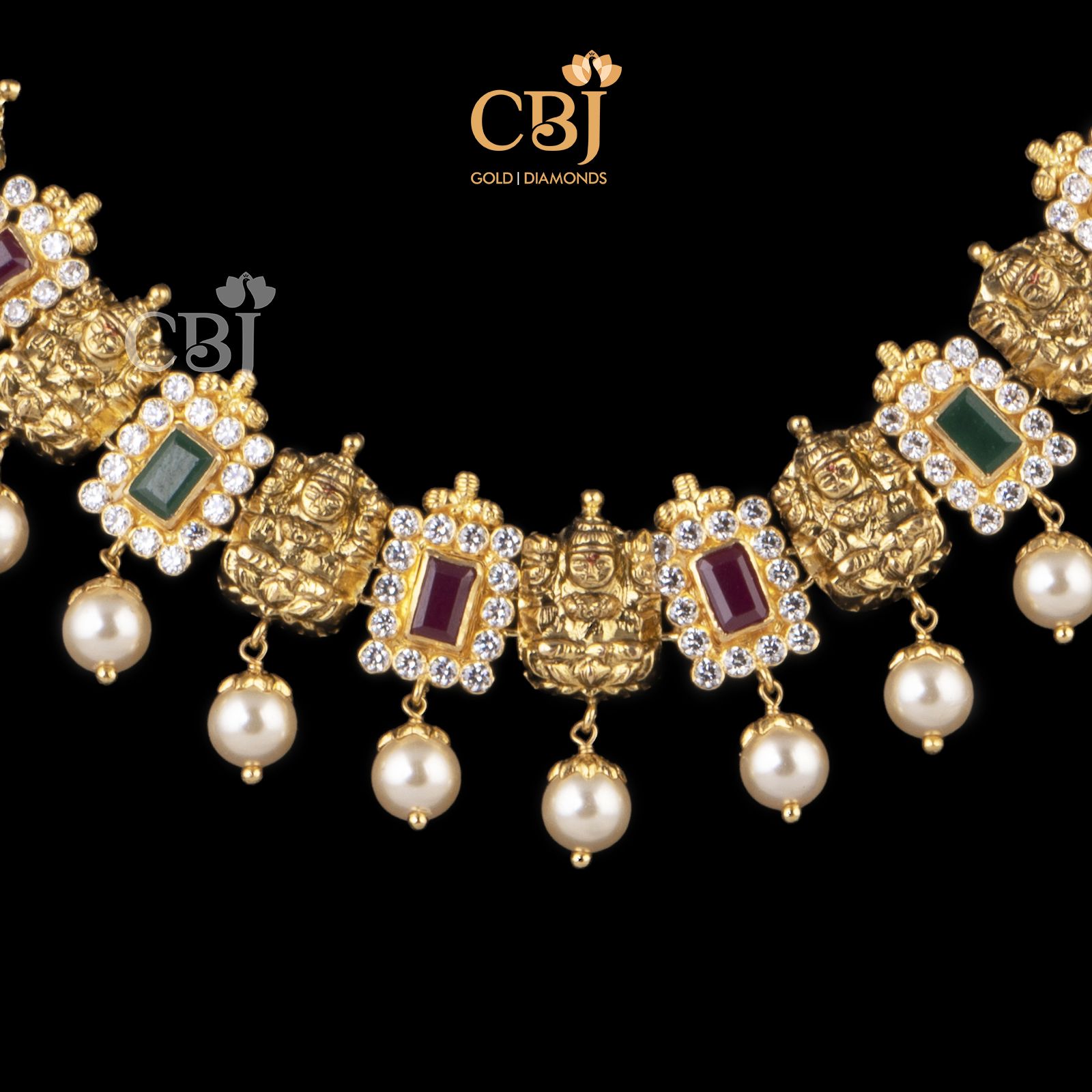 emerald ruby pearl necklace