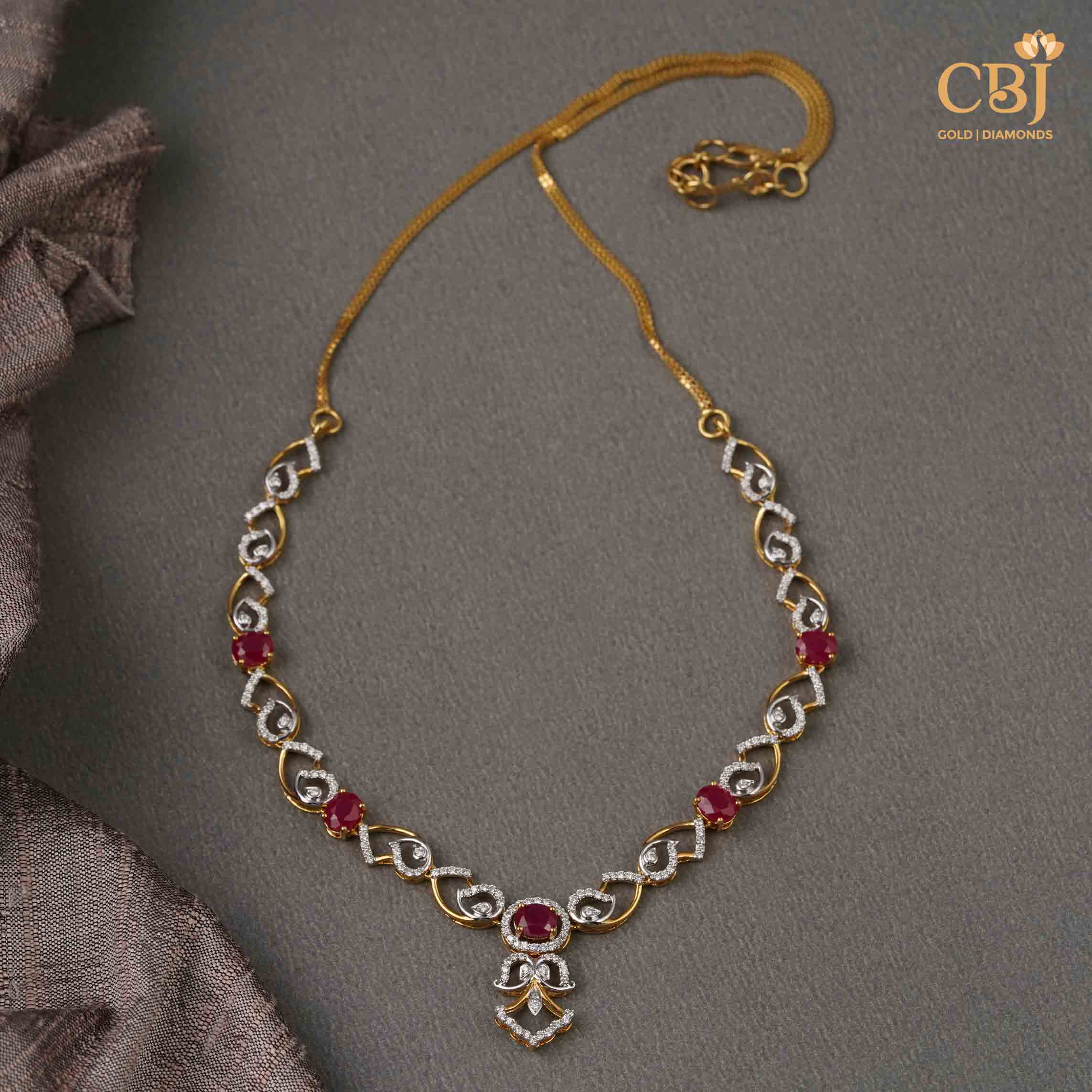 Red and Radiant. Super Light Ruby engraved Diamond Necklace from CBJ.