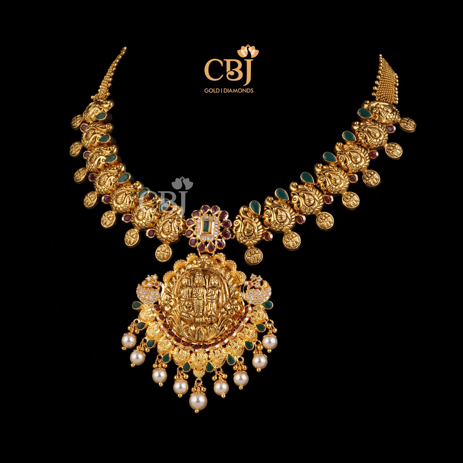 Sita Ram Necklace featuring a combination of stones like rubies