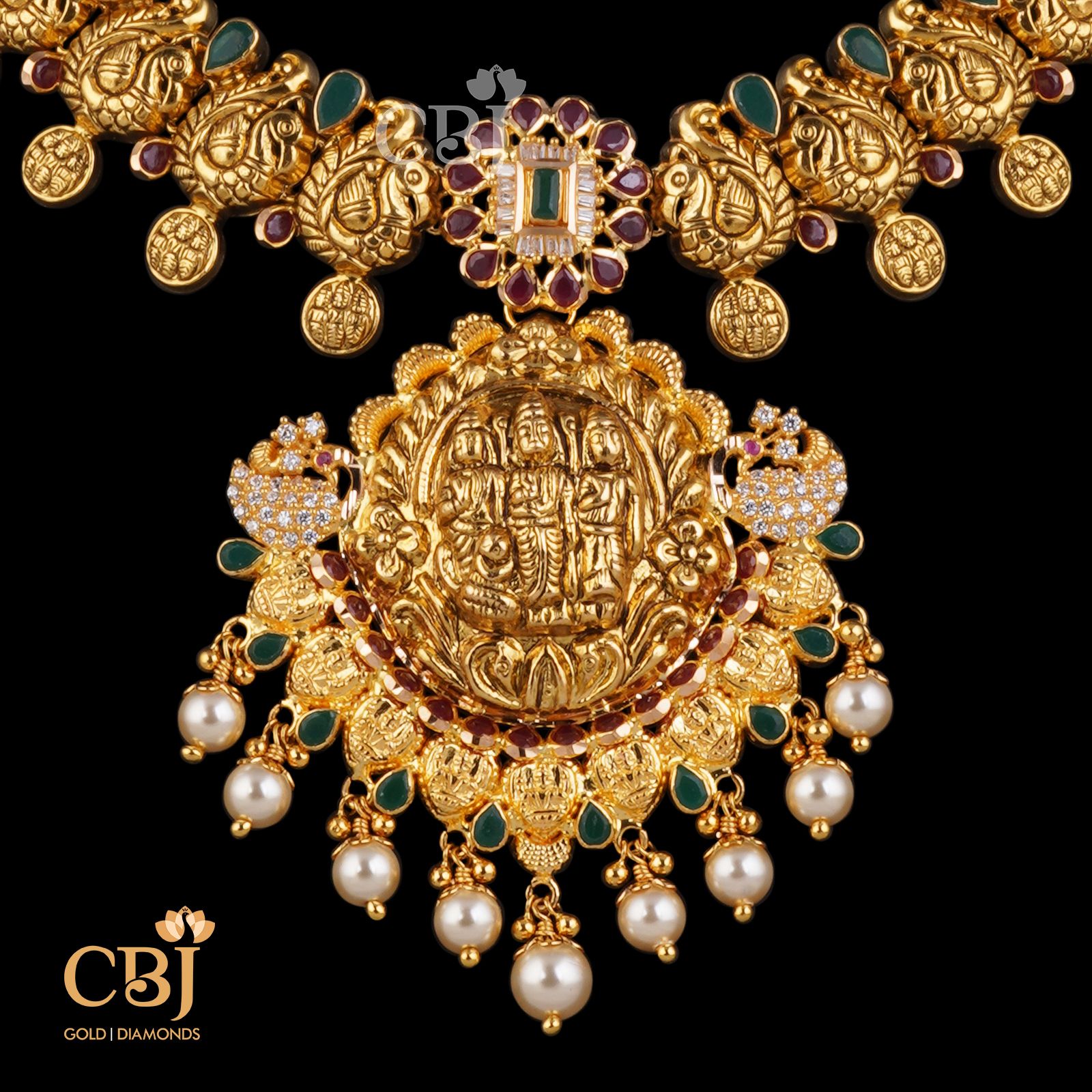 Sita Ram Necklace featuring a combination of stones like rubies