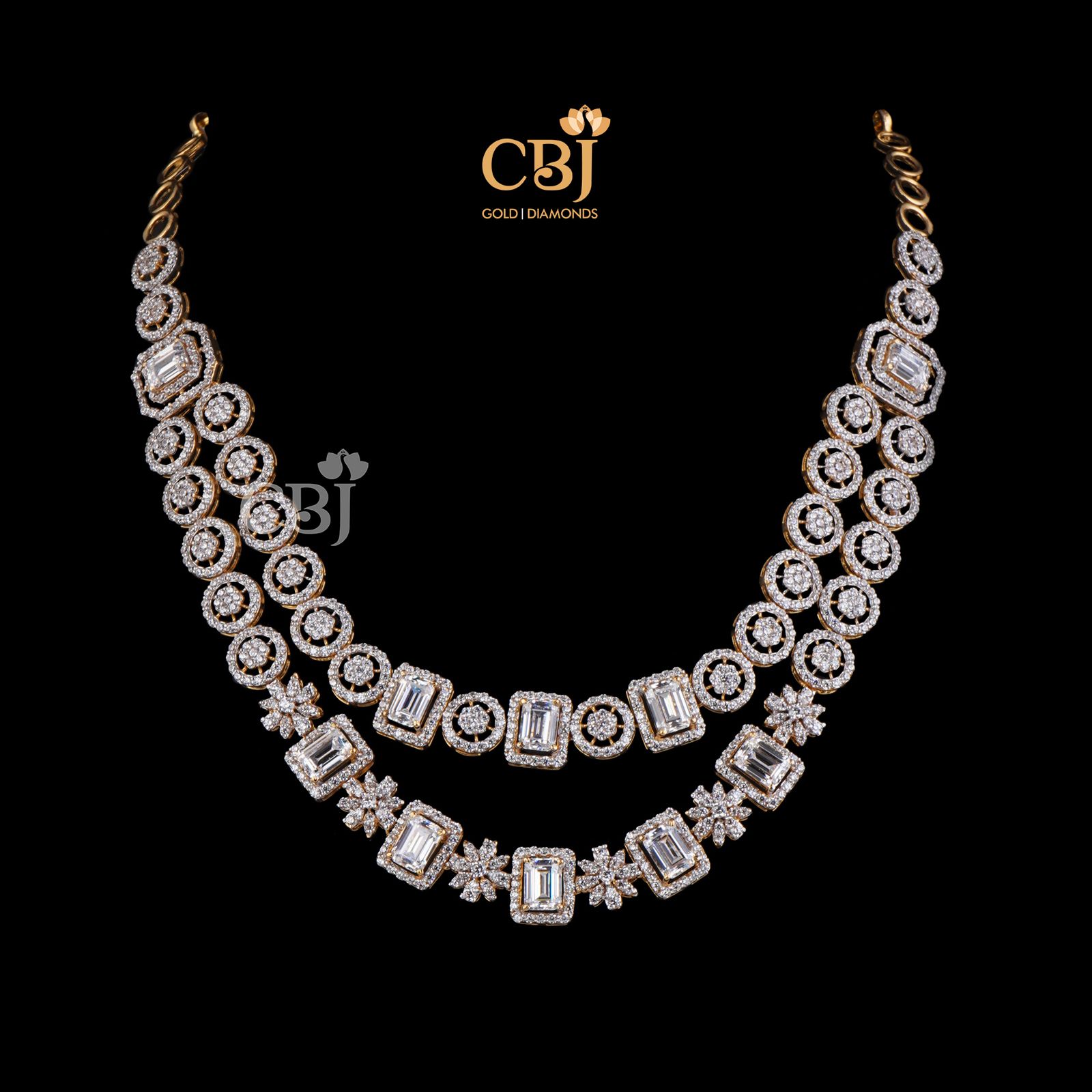 This shimmering 2-Step CZ Necklace makes for a perfect casual wear, ideal for light occasions. 