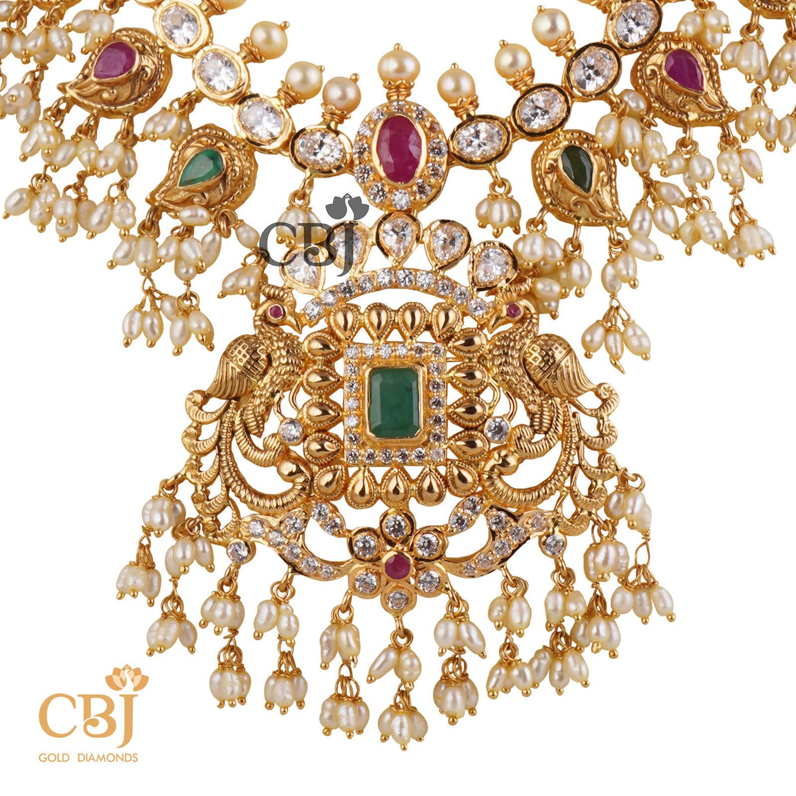 A traditional mango guttapusalu haram studded with rubies