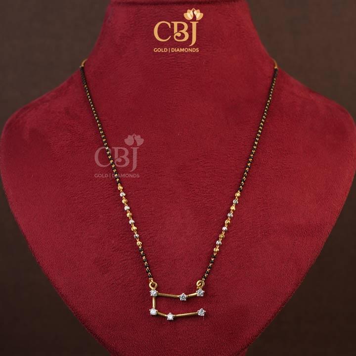 Unique designer mangalsutra decorated with stunning cz stones.