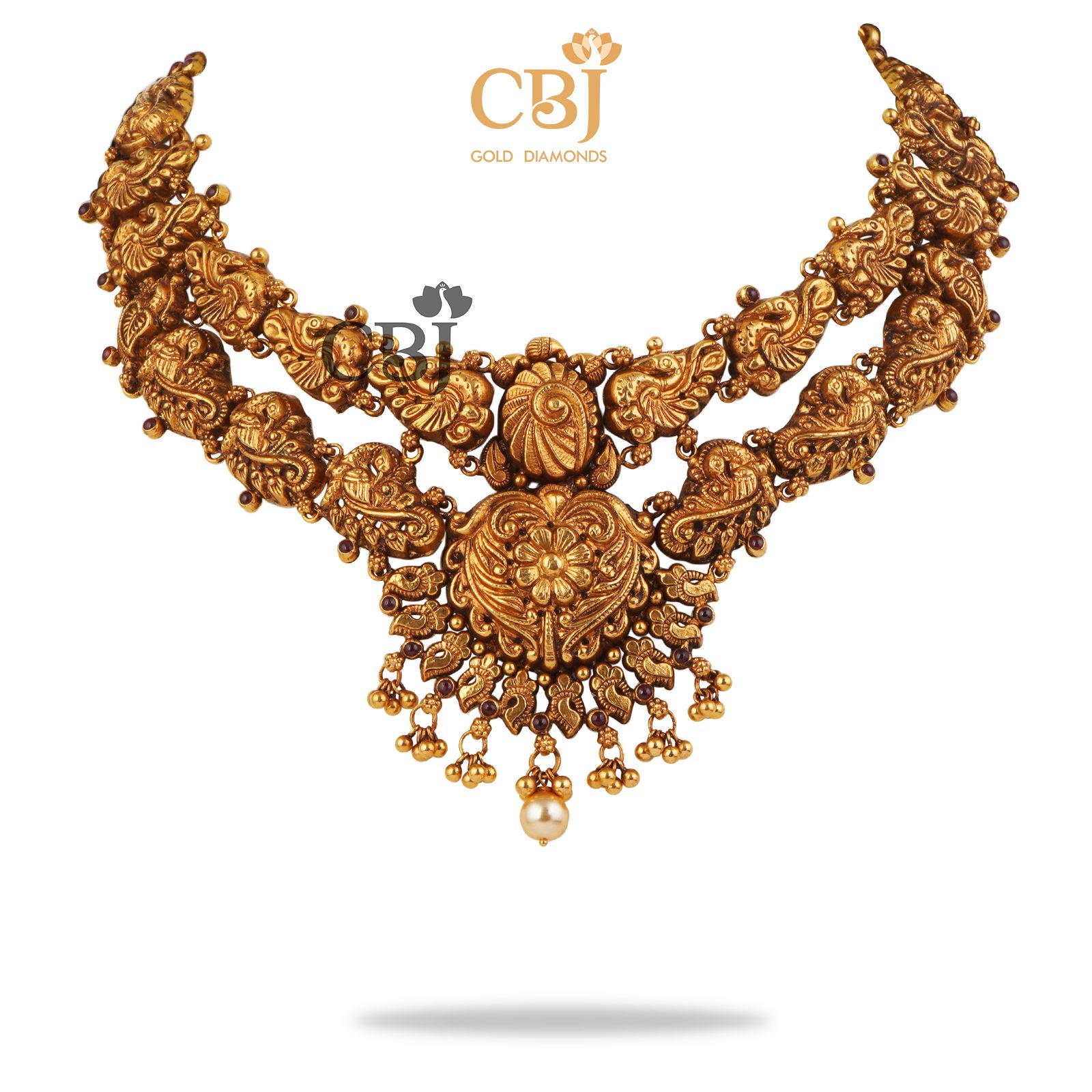 An antique nakashi necklace featuring a 2 step design.