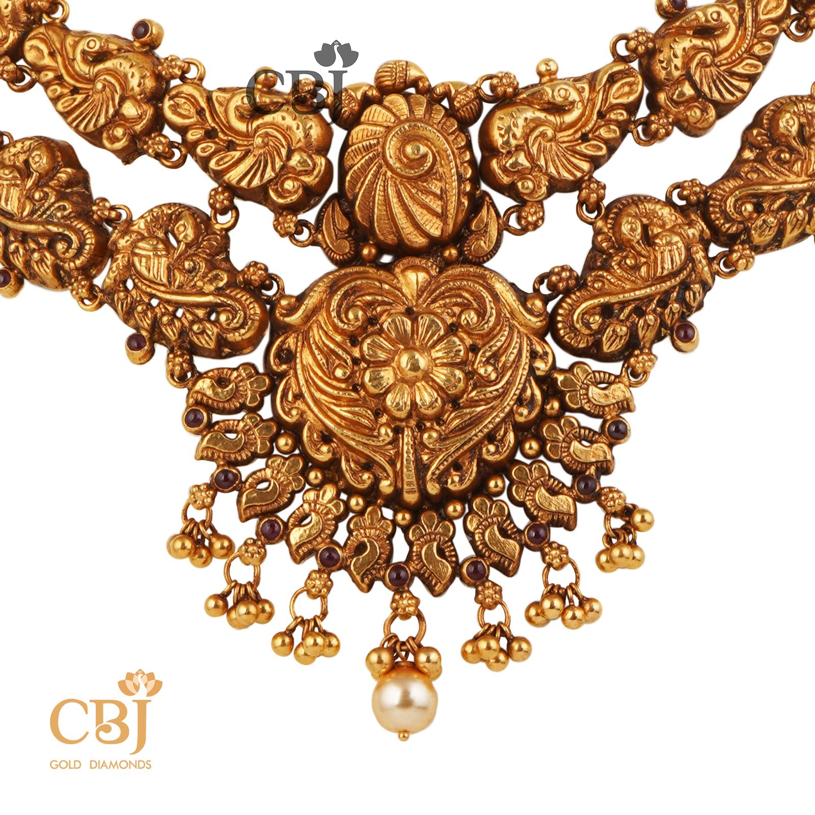 An antique nakashi necklace featuring a 2 step design.