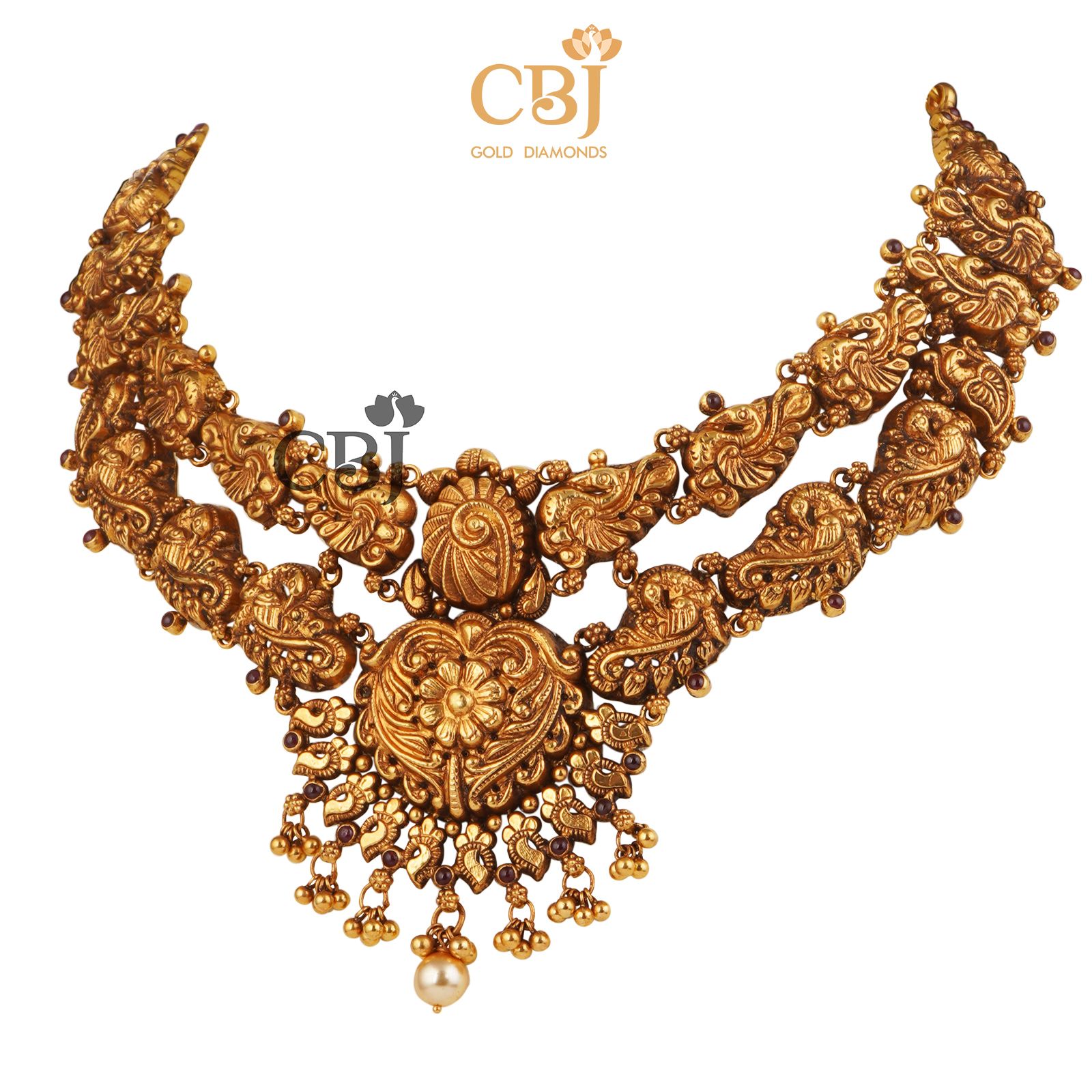 An antique nakashi necklace featuring a 2 step design.