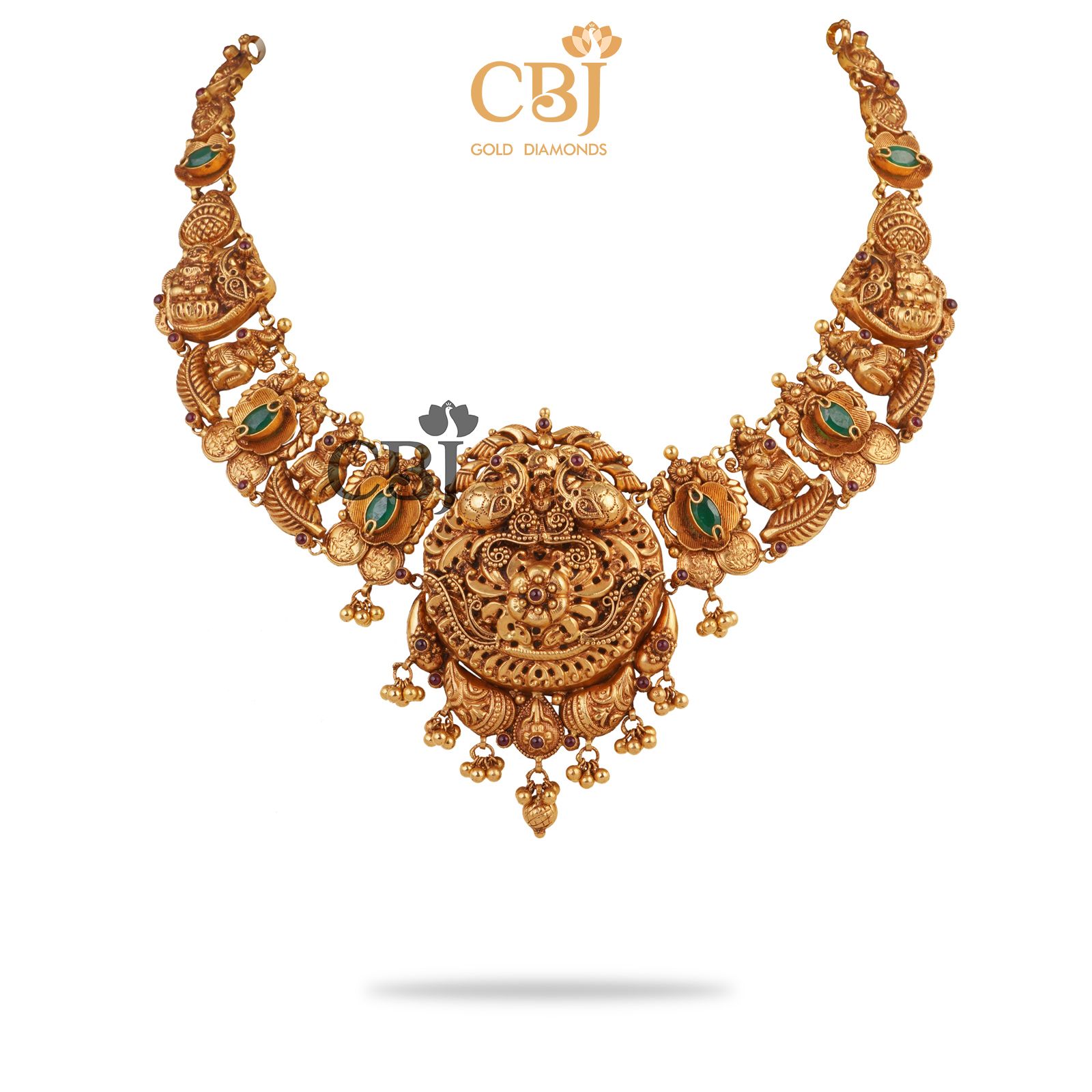 A traditional nakas necklace featuring elephant motifs.